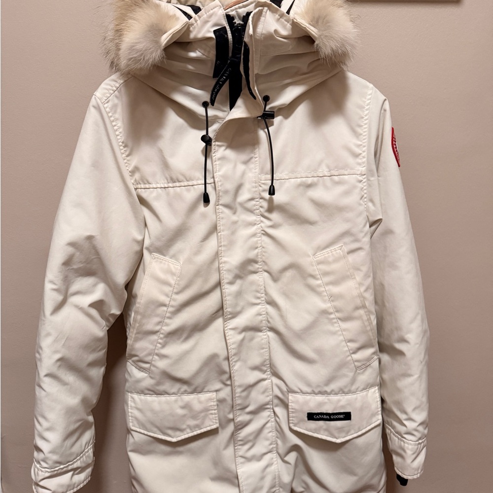 Heritage White Canada Goose Men Langford Parka Size Small Genuine Fur